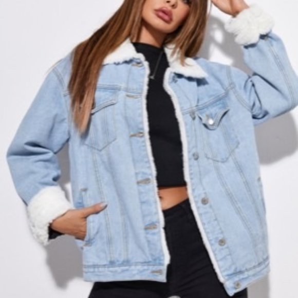 Cozy Fur Denim Jacket - Picture 1 of 1